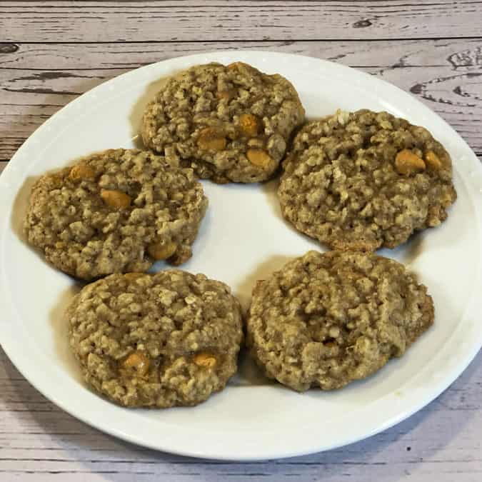 Butterscotch Lactation Cookies on a white plate.