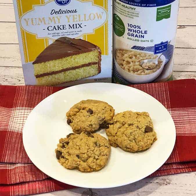 Cake Mix Oatmeal Cookies with ingredients