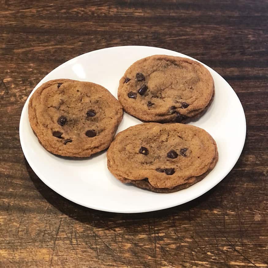 Copycat Subway Chocolate Chip Cookies on a white plate.
