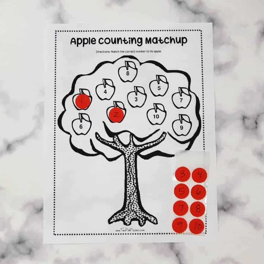apple tree dot sticker printable with dot stickers next to it