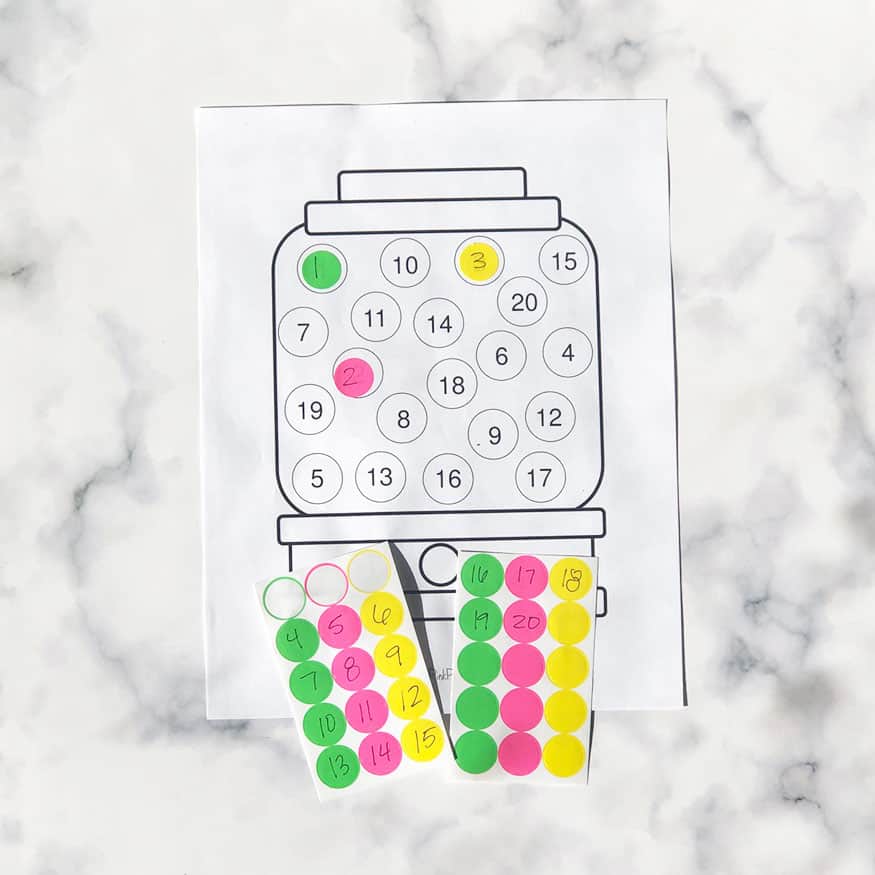 Gumball Machine Printable with dot stickers