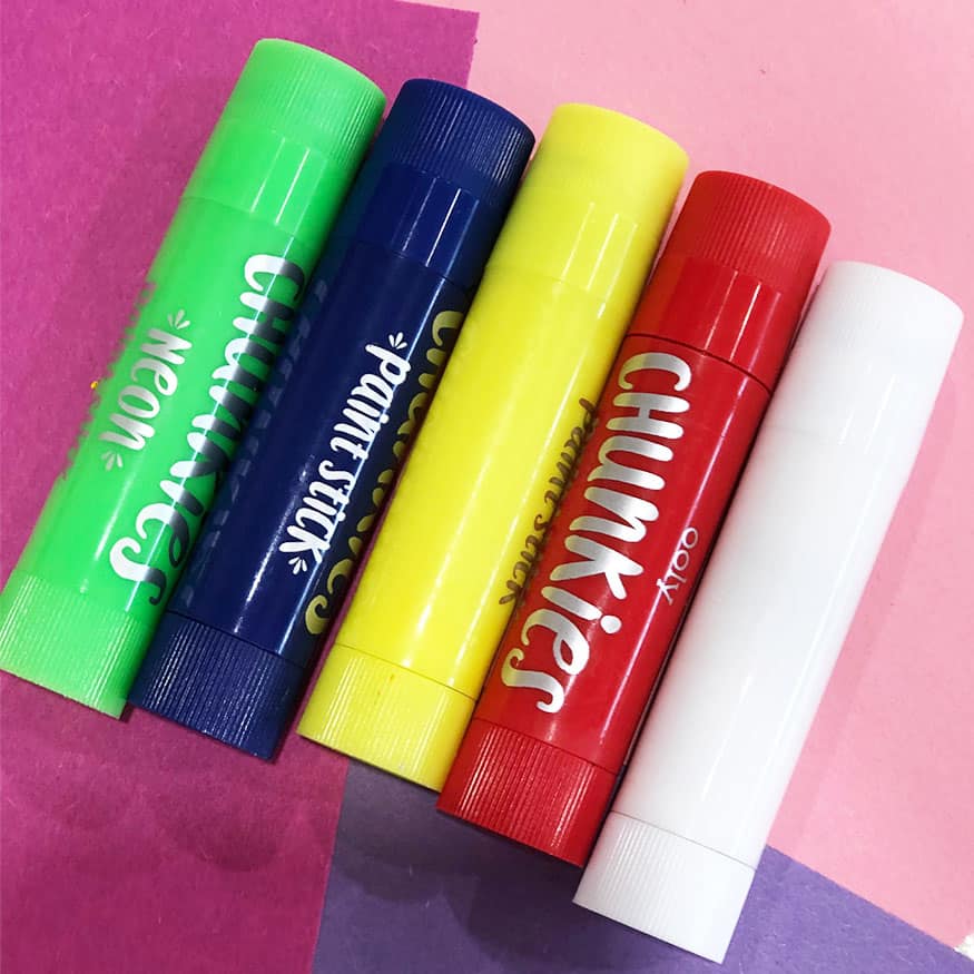Various colors of Chunkies brand paint sticks (tempera style paint sticks).