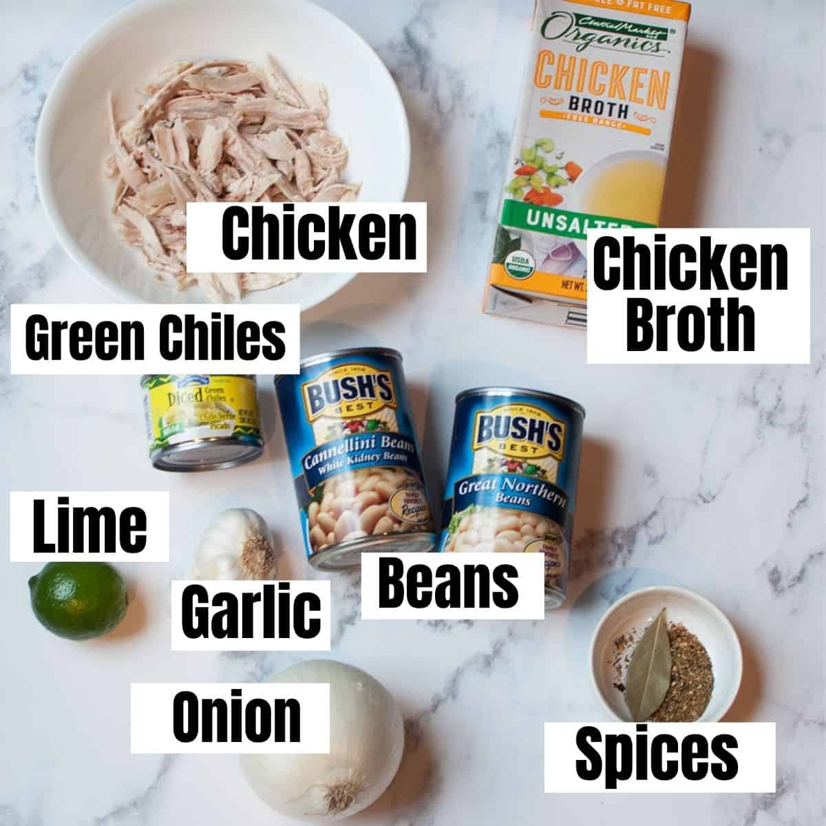ingredients needed to make white chicken chili with rotisserie chicken