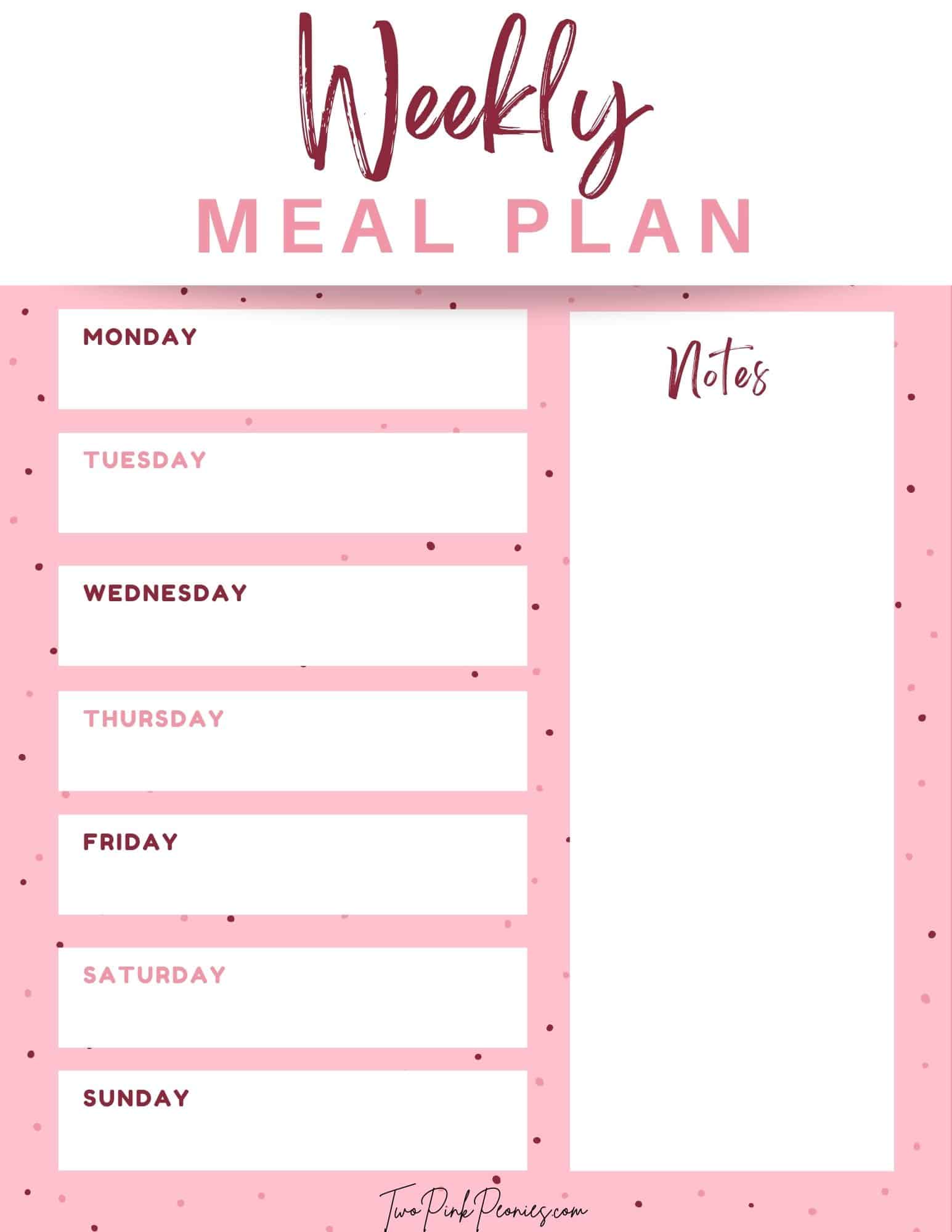 mock up of the Free Meal Planner Printable