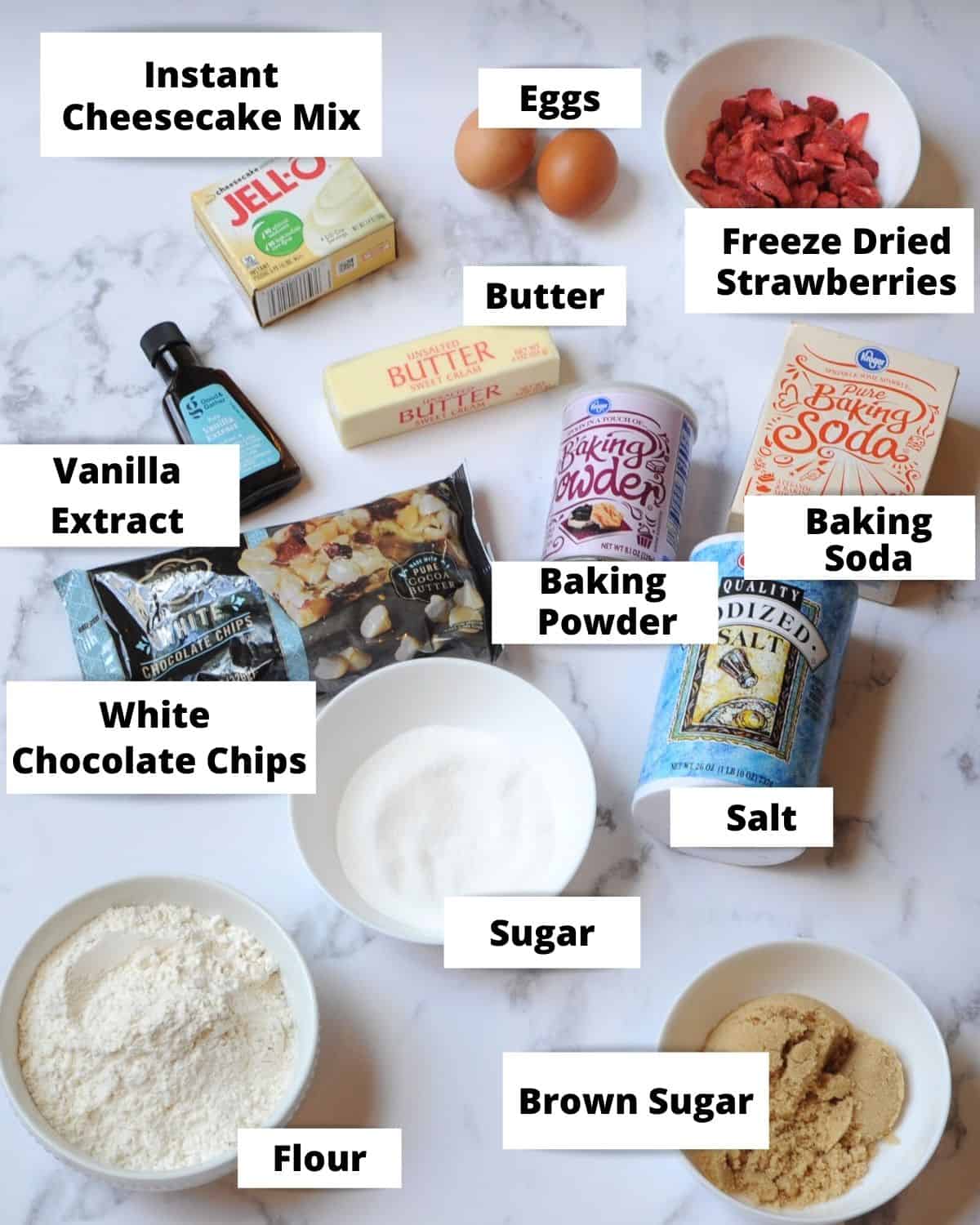 ingredients needed to make strawberry cheesecake cookies