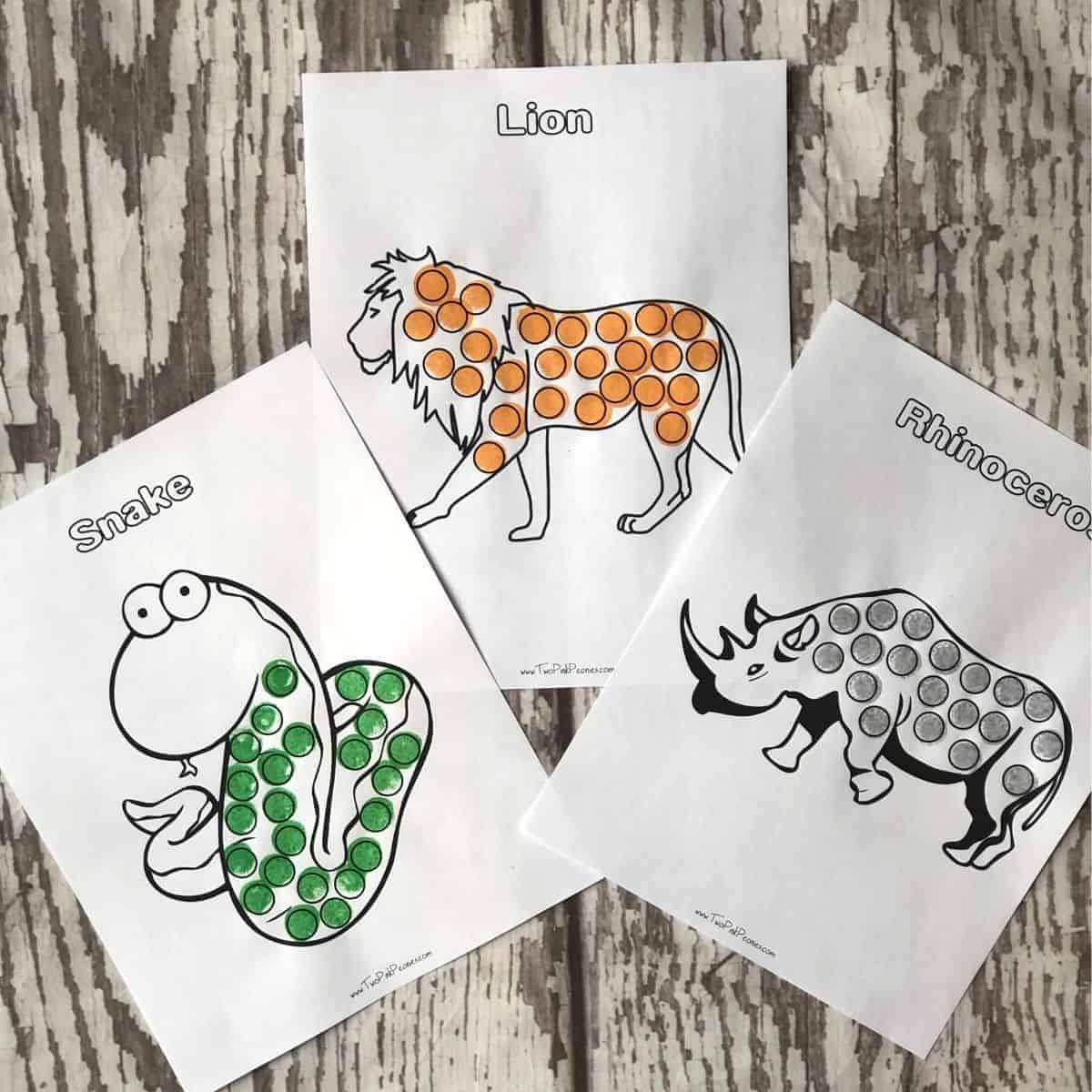 Free Safari Animals Dot Marker Printable {FREE with instant download}