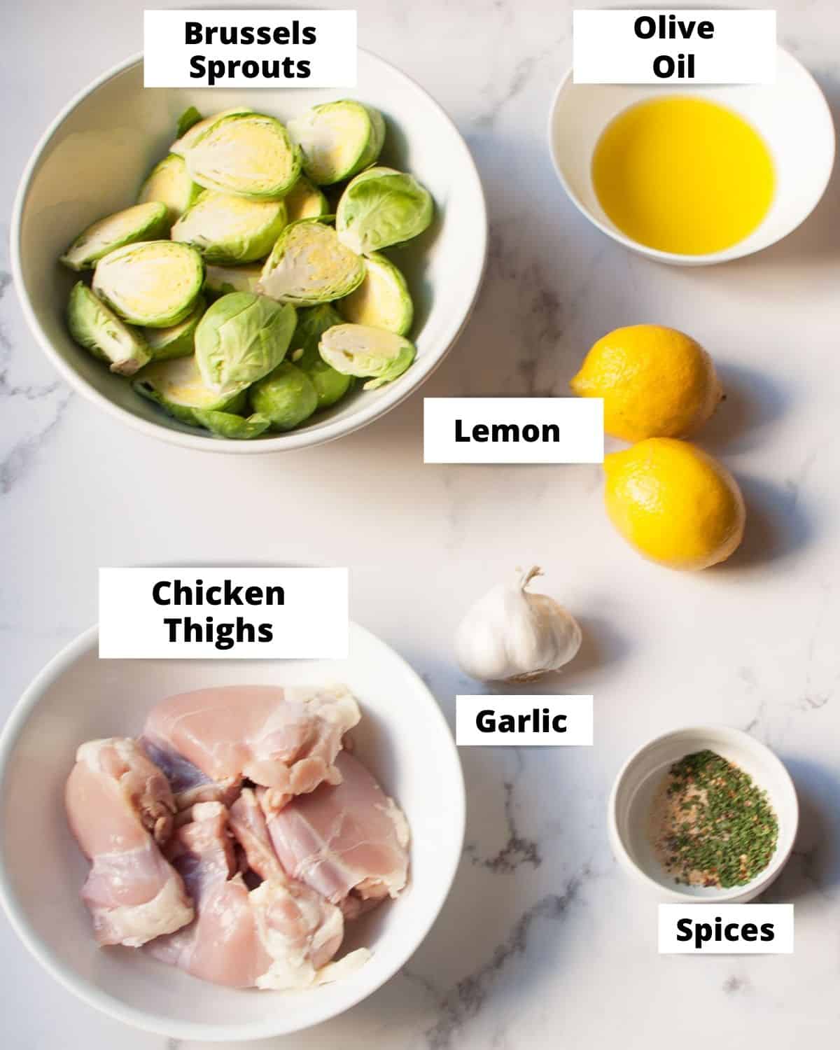 ingredients needed to make Sheet Pan Lemon Chicken with Brussels Sprouts